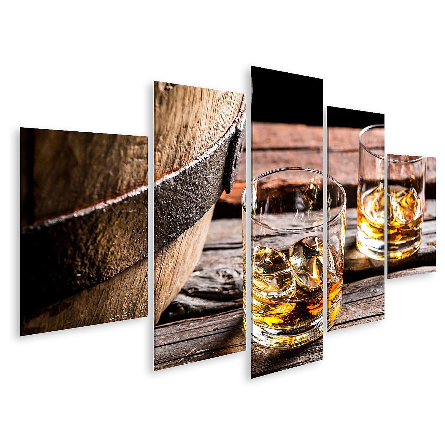 Leinwandbild Bild auf Leinwand Glas Whisky Im Alten Keller Wandbild Leinwandbild W