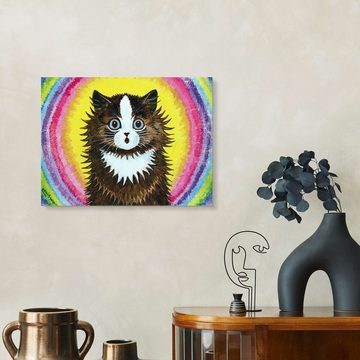 Posterlounge Alu-Dibond-Druck Louis Wain, Katze in einem Regenbogen, Illustration