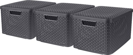Curver Aufbewahrungsbox »Style L« (Set, 3 Stück), mit Deckel anthrazit
