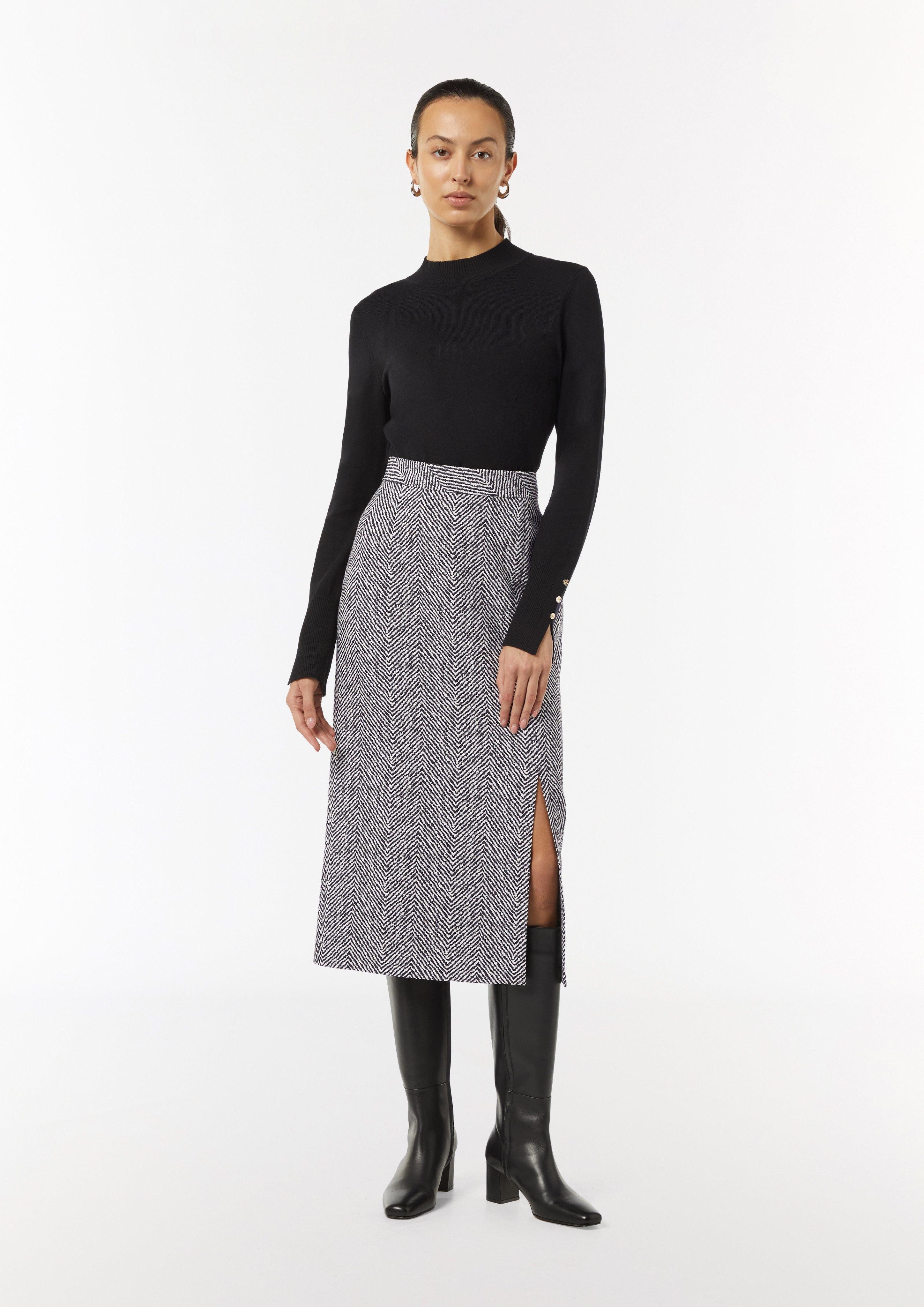Maxirock Midirock aus Jacquard mit Schlitz