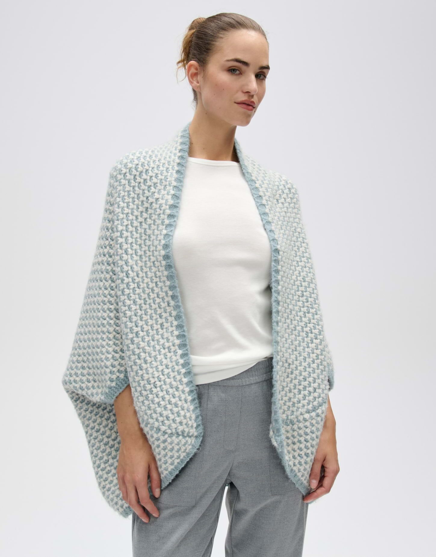 OPUS Cape Amaryllis boho aus pflegeleichtem Material Lässiger Überwurf mit strukturierter Waffeloptik