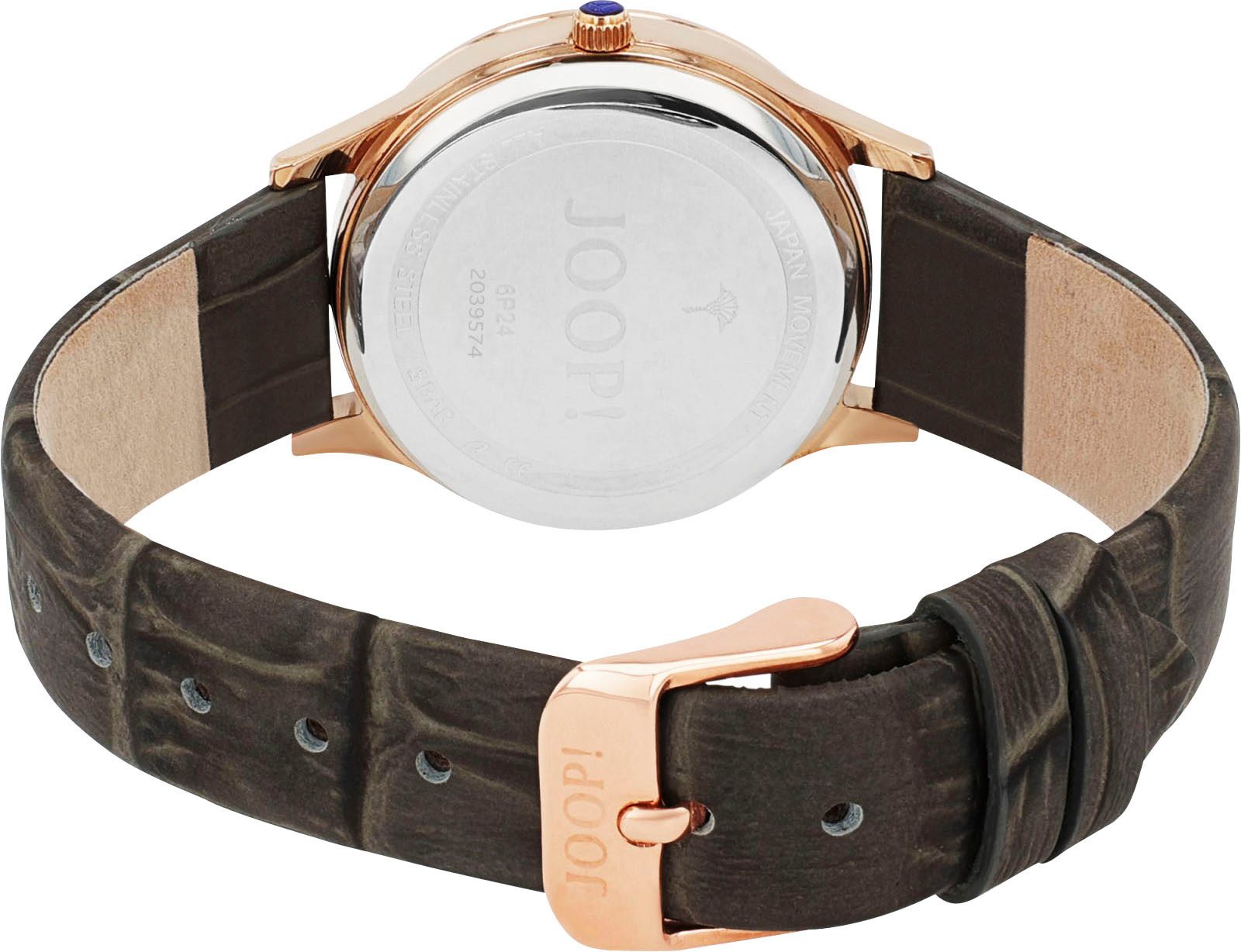 JOOP! Quarzuhr 2039574, Armbanduhr, Damenuhr, Lederarmband, analog,Zirkonia (synth),Mondphase