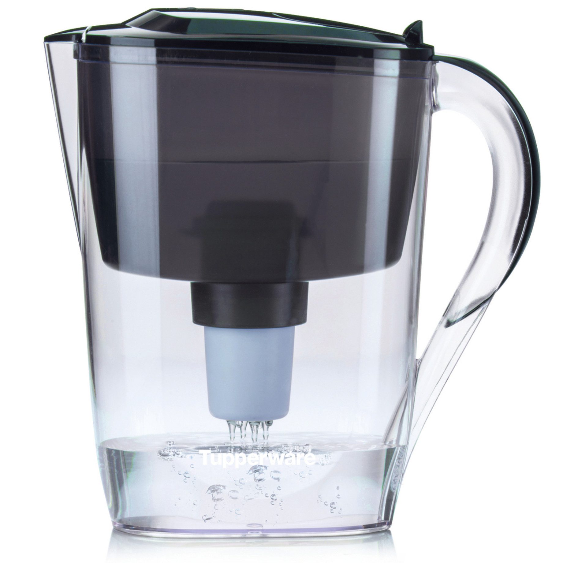 TUPPERWARE Trinkflasche Tupperware Pure & Serve Wasserfilter-Kanne 2,6 L schwarz mit Granulat