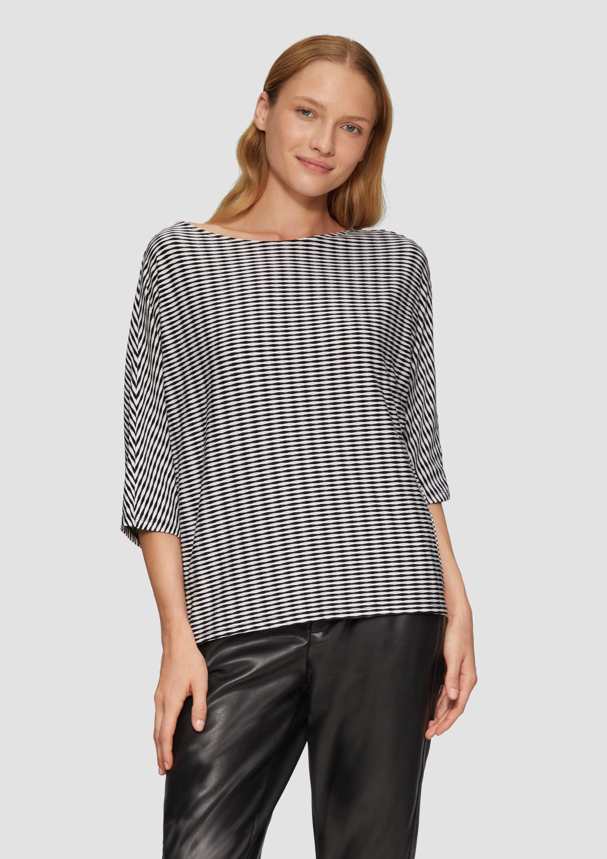 s.Oliver 3/4-Arm-Shirt T-Shirt Strukturiertes Shirt mit Fledermausärmeln günstig online kaufen