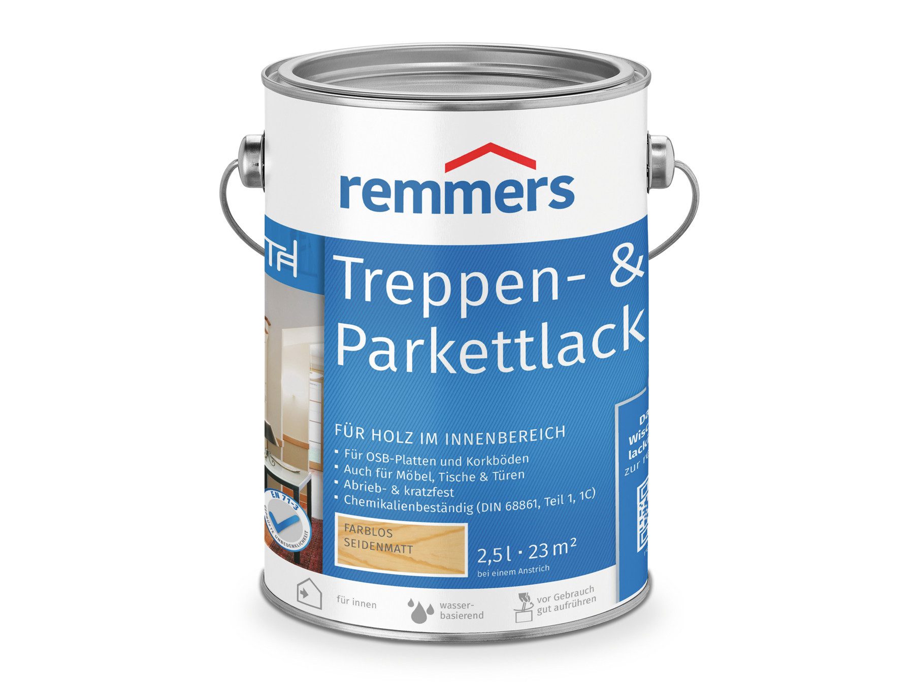 Remmers Lack Treppen- & Parkettlack farblos seidenmatt 2,5 Liter günstig online kaufen
