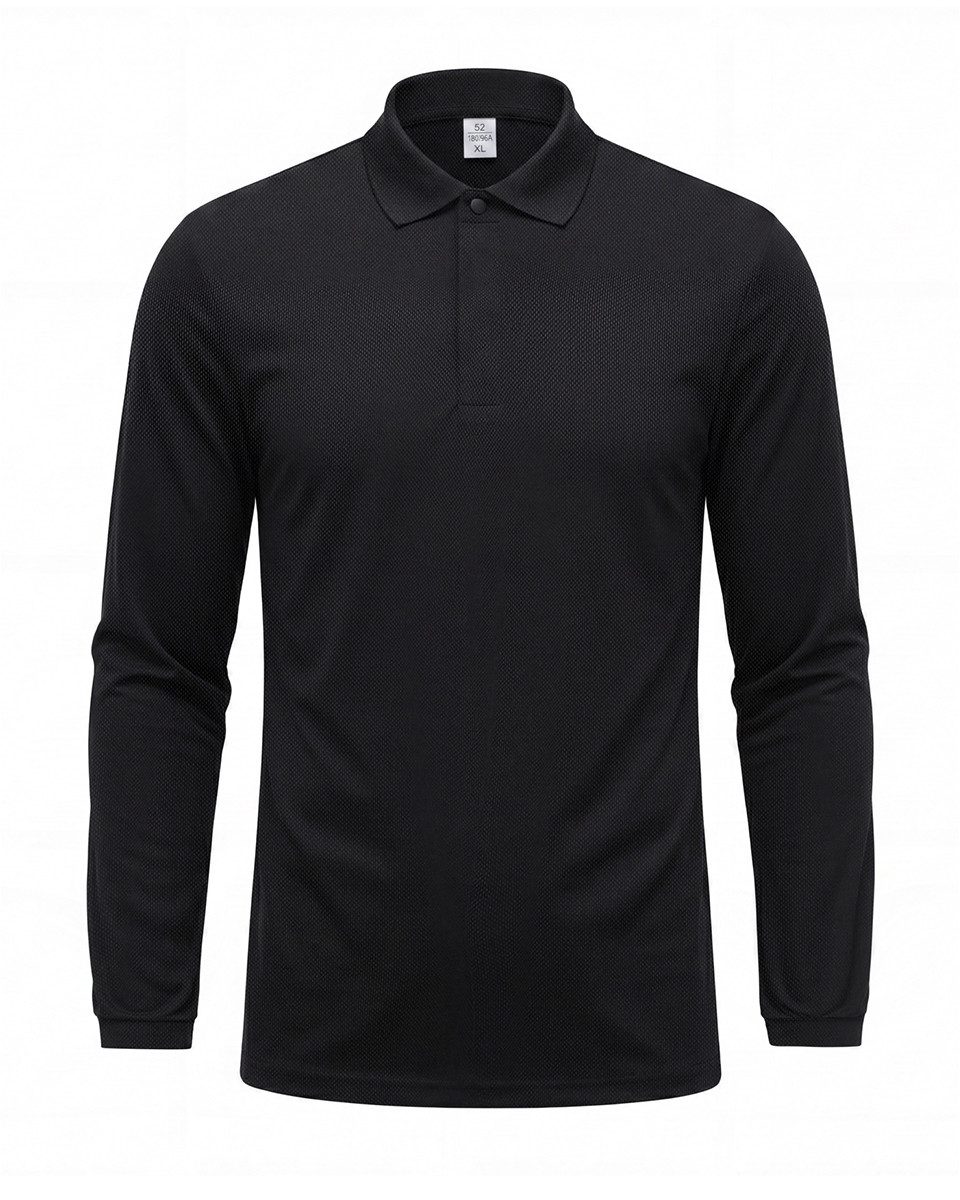 Allthemen Langarm-Poloshirt Langarm-Poloshirt mit Polokragen Herren Business-Stil