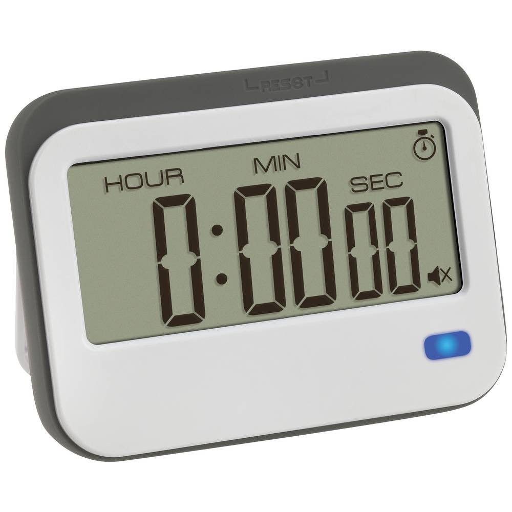 TFA Dostmann Intervall-Timer Timer mit Stoppuhr und Wecker bis 23 h/59 min /59 s 38.2052.02, Vibrationsalarm