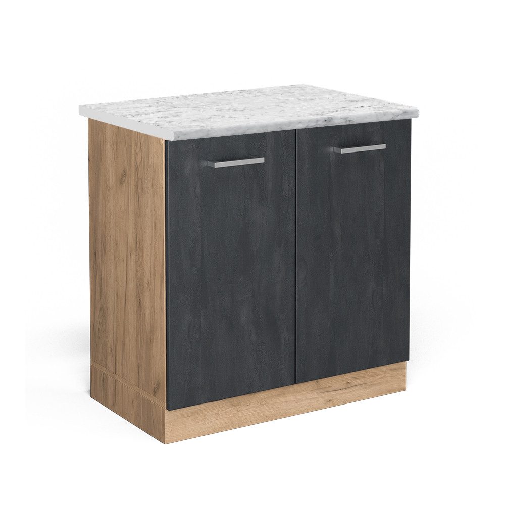 Vicco Spülenunterschrank R-Line, Schwarz Beton/Goldkraft Eiche, günstig online kaufen