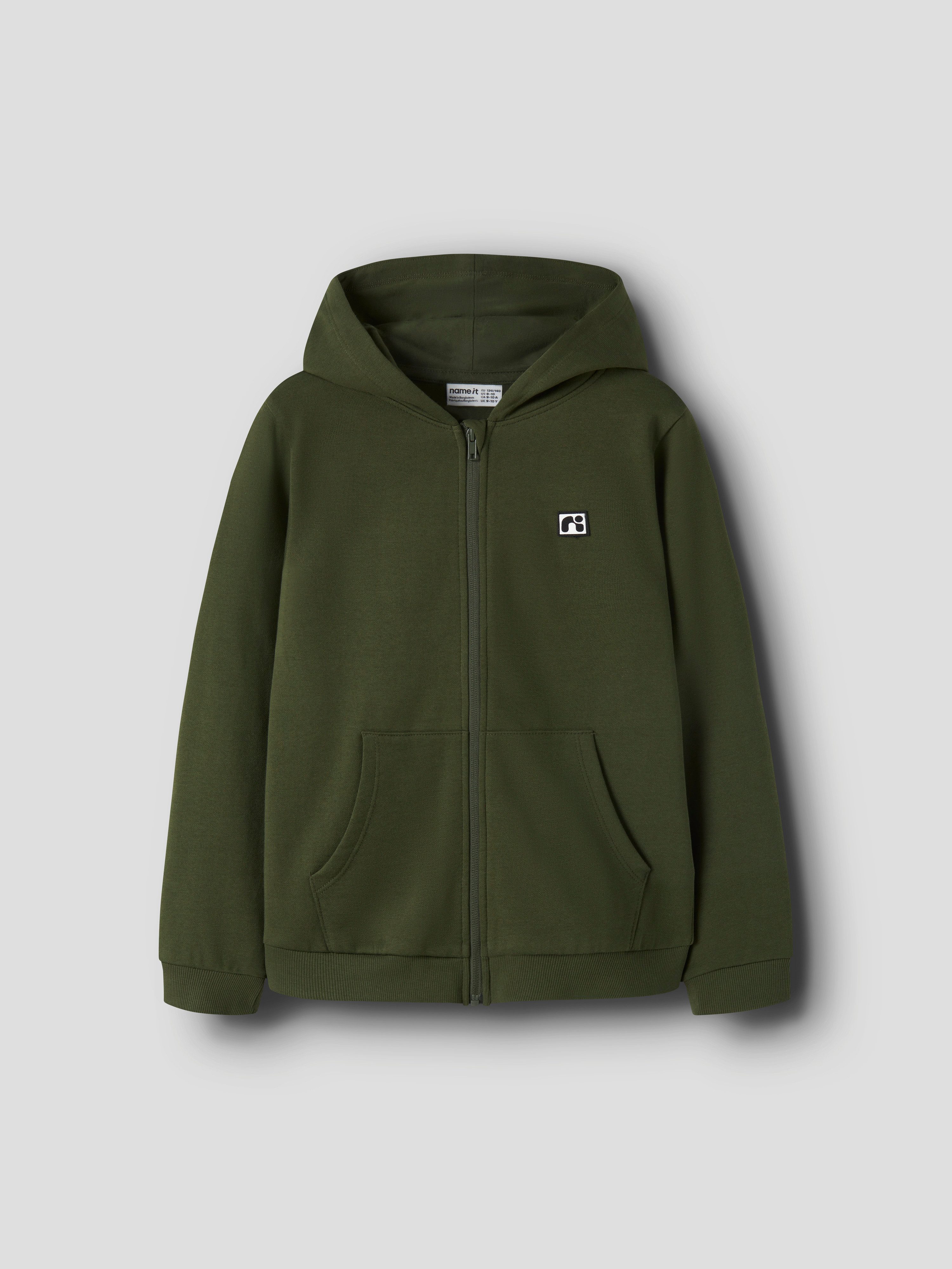 Name It Sweatjacke NKMFLO LS SWEAT CARD WH BRU Baumwolle, regular fit
