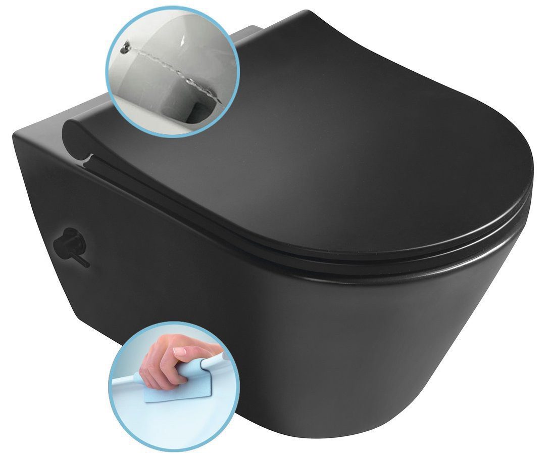 Sapho Tiefspül-WC AVVA CLEANWASH Hänge-WC, mit Armatur und Bidetbrause Rimless,35,5x53cm, Sapho-100315-110