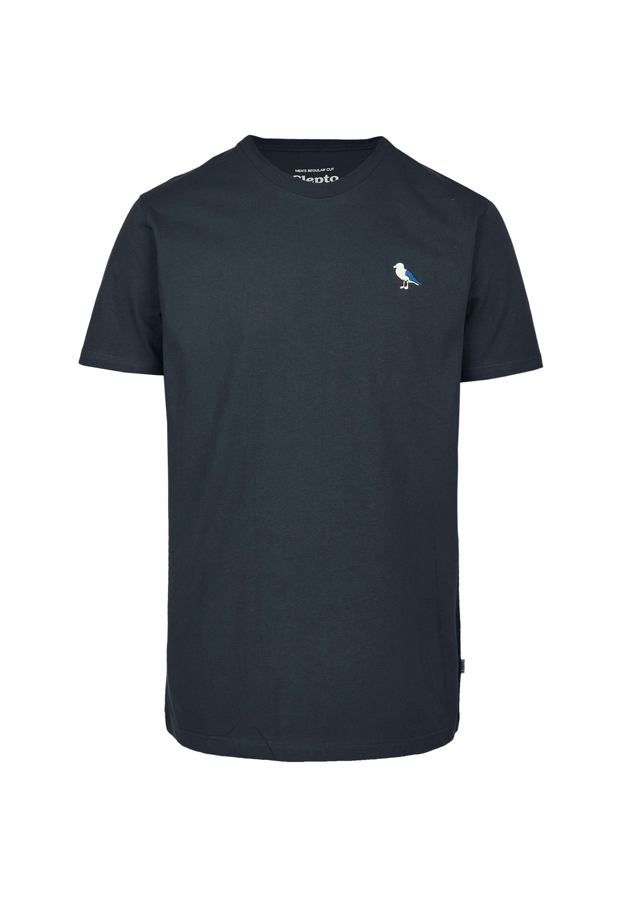 Cleptomanicx T-Shirt Embro mit (1-tlg) Gull-Stickerei Gull dunkelgrau-blau