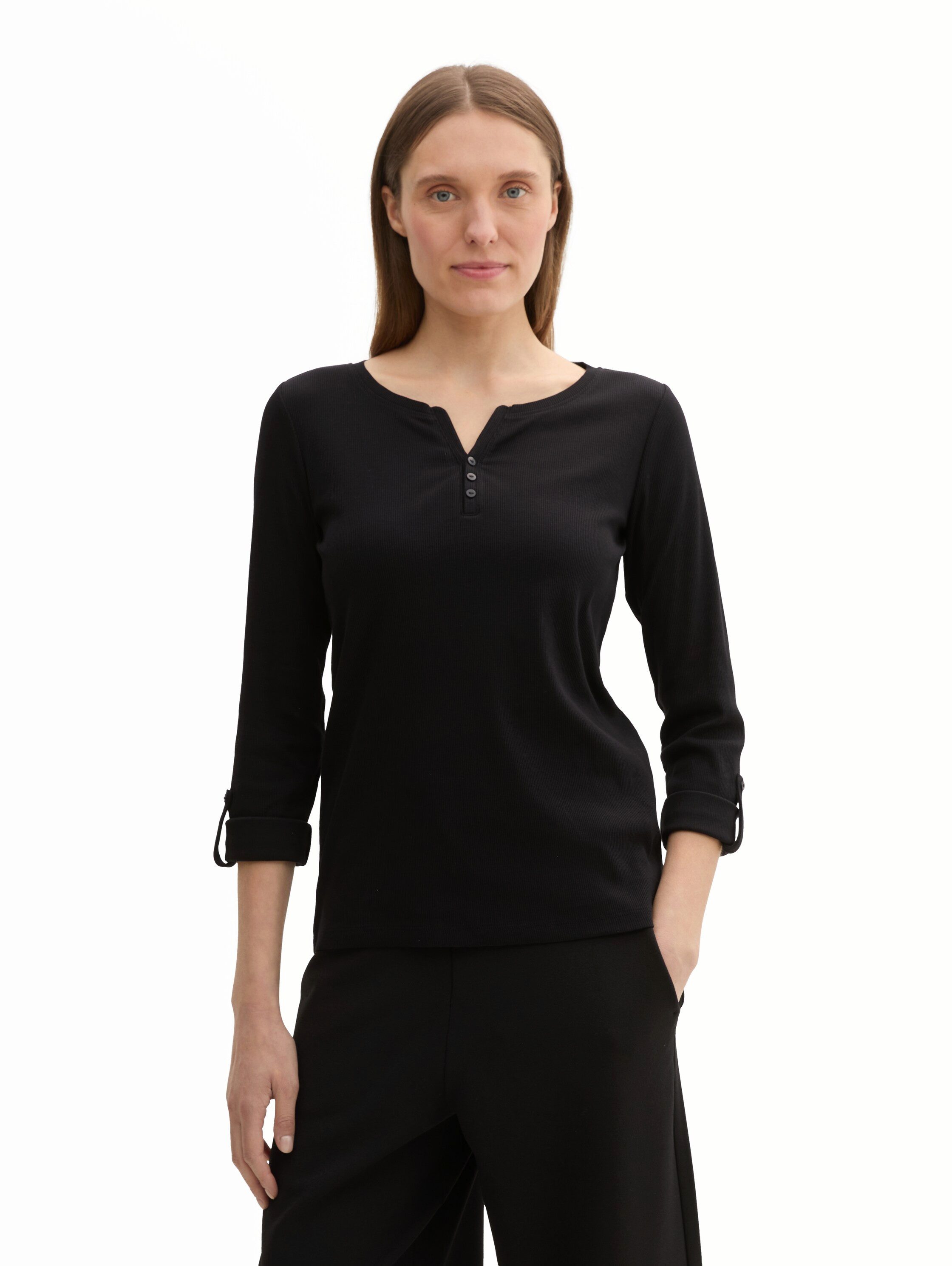 TOM TAILOR Henleyshirt mit Turn-Up-Arm günstig online kaufen