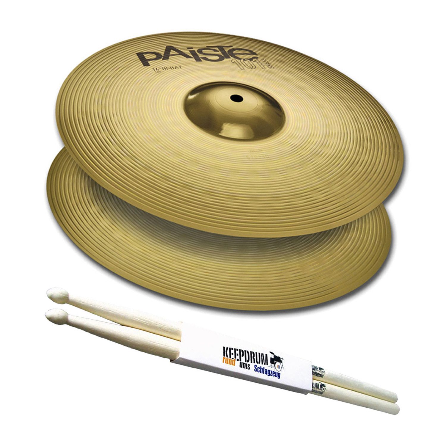 Paiste Schlagzeug Paiste 101 Brass 14 HiHat Becken mit Schlagzeugstöcken,Hi hat Becken mit Sticks , Hi hat Becken mit Sticks , vielseitig
