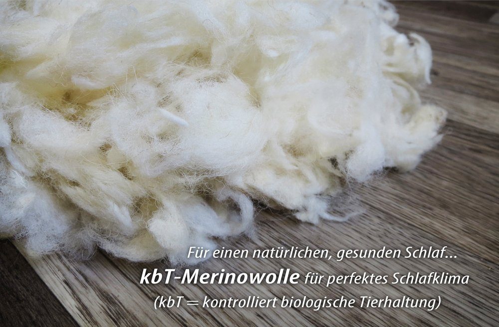 kbT, Bauchschläferkissen Bezug: 100% Bio-Qualität mit kbA, Schurwolle Baumwolle Füllung: franknatur, Merino-Schurwolle Bea-1, Baumwolle 100% Bauchschläfer-Kopfkissen in und