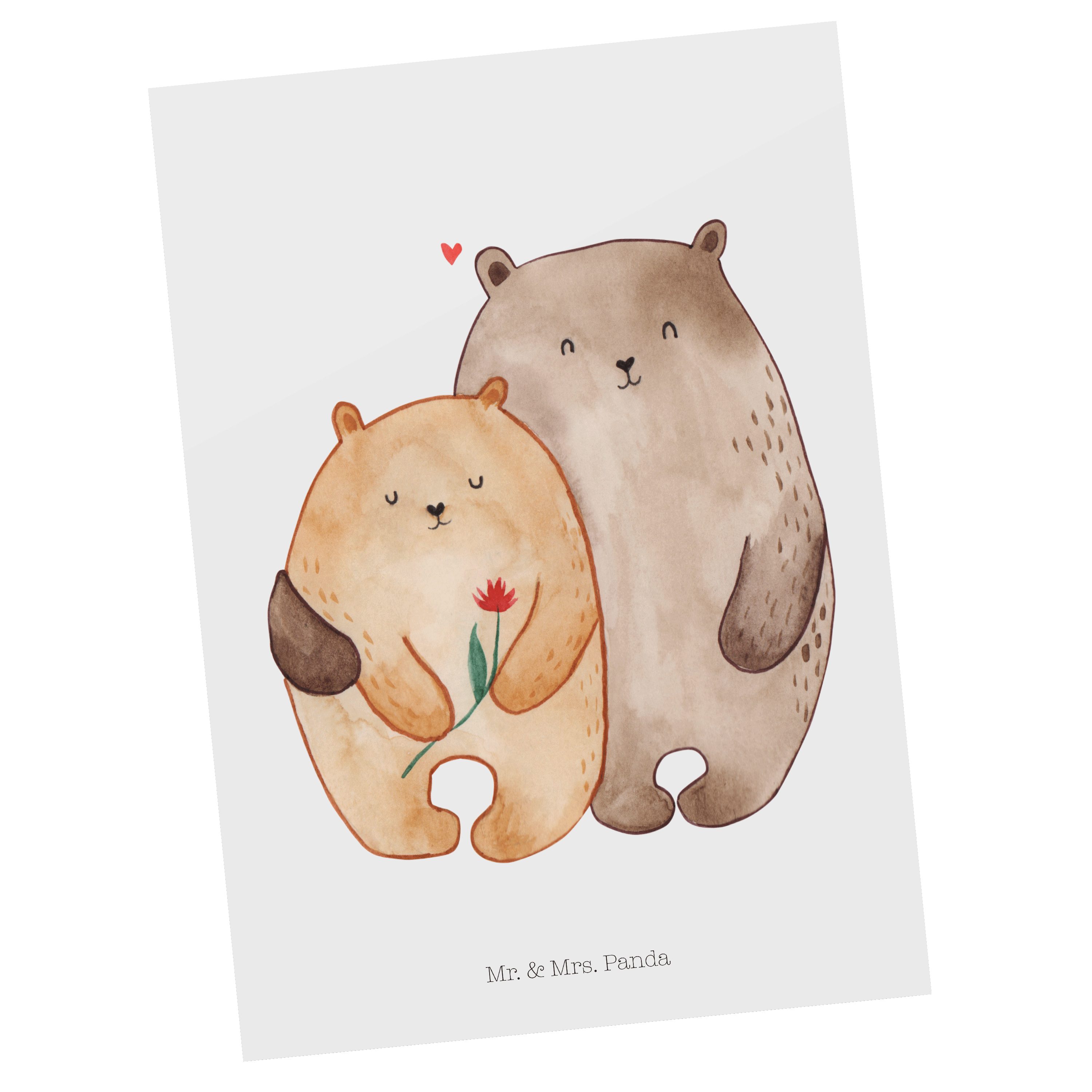 Mr. & Mrs. Panda Postkarte Bären Liebe - Weiß - Geschenk, Umarmung, Freundin, Heiratsantrag, Kar