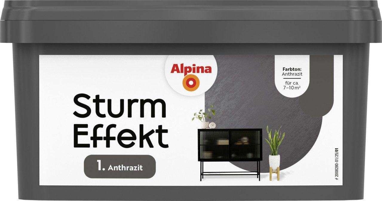 Alpina Wandfarbe Alpina Wandfarbe Sturm Effekt anthrazit 1 L
