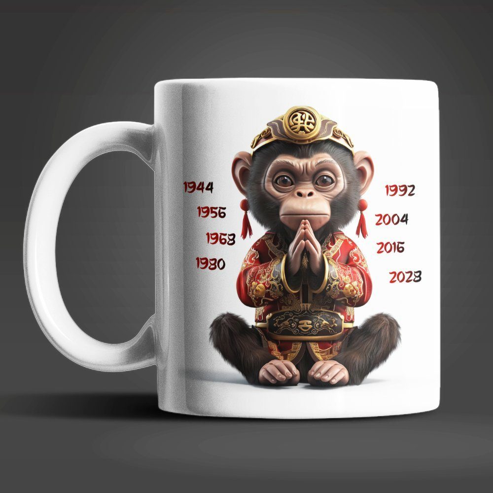 WS-Trend Tasse Affe Chinesisches Jahres Sternzeichen Tasse Kaffeetasse Teetasse, Keramik