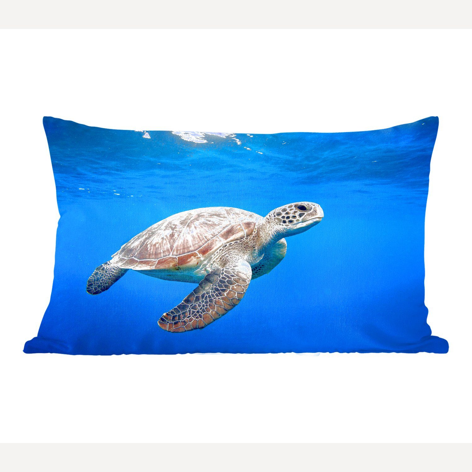 MuchoWow Dekokissen Schildkröte im Ozean, Wohzimmer Dekoration, Zierkissen, Dekokissen mit Füllung, Schlafzimmer