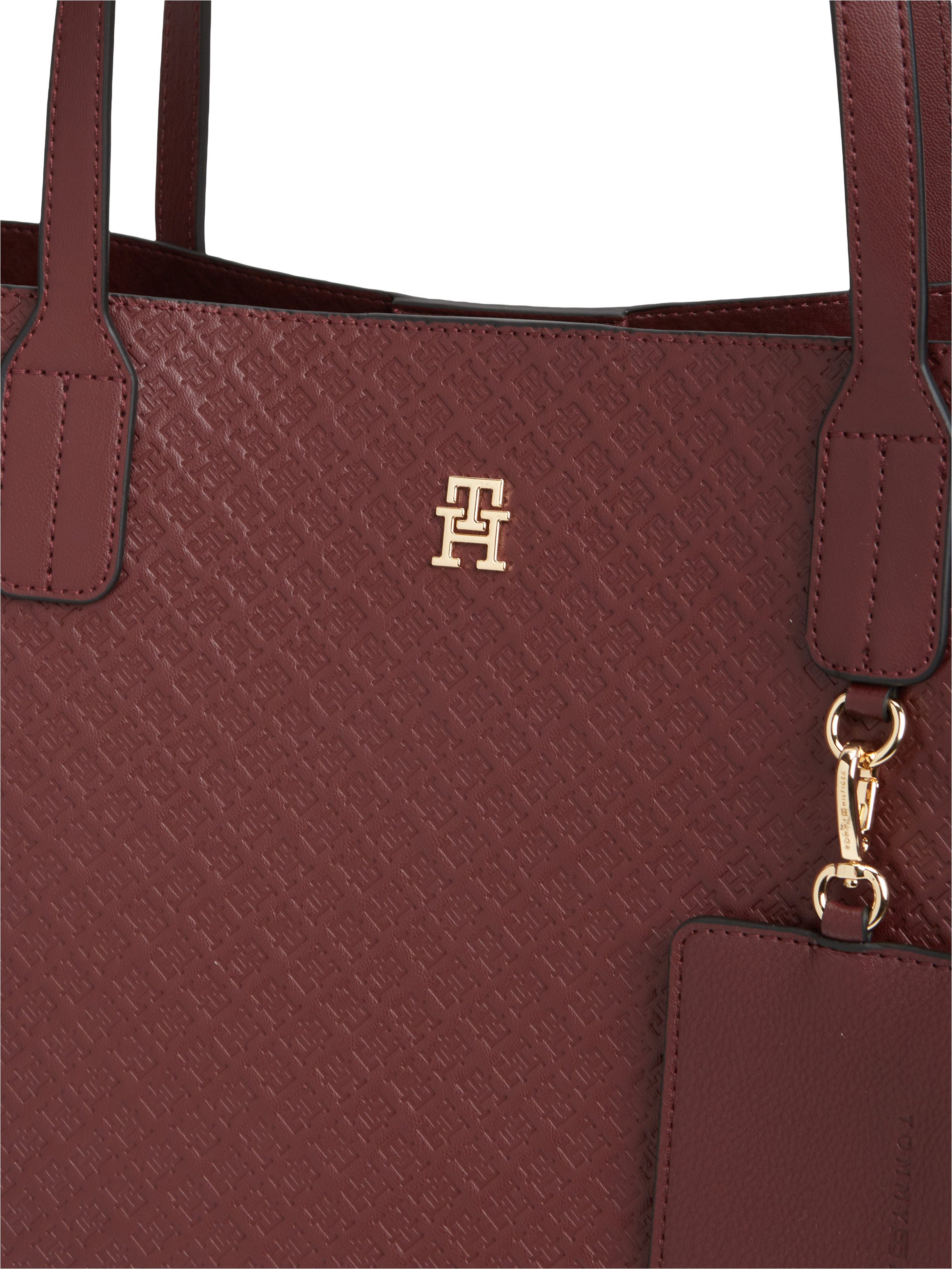 Tommy Hilfiger Handtasche TH ICON TOTE MONO (Set, Mit abnehmbarem Schlüsselanhänger), Damen Schultertasche mit TH-Allover-Logoprägung – Bild 4 von 5
