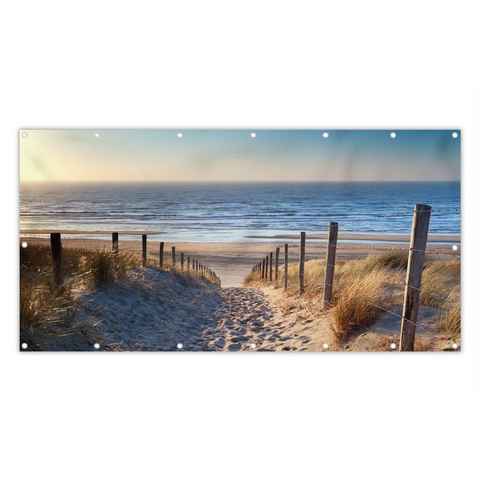 MuchoWow Balkonsichtschutz Sand - Strand - Düne - Meer - Sommer (1-St) Balkonbanner, Sichtschutz für den Balkon, Robustes und wetterfest