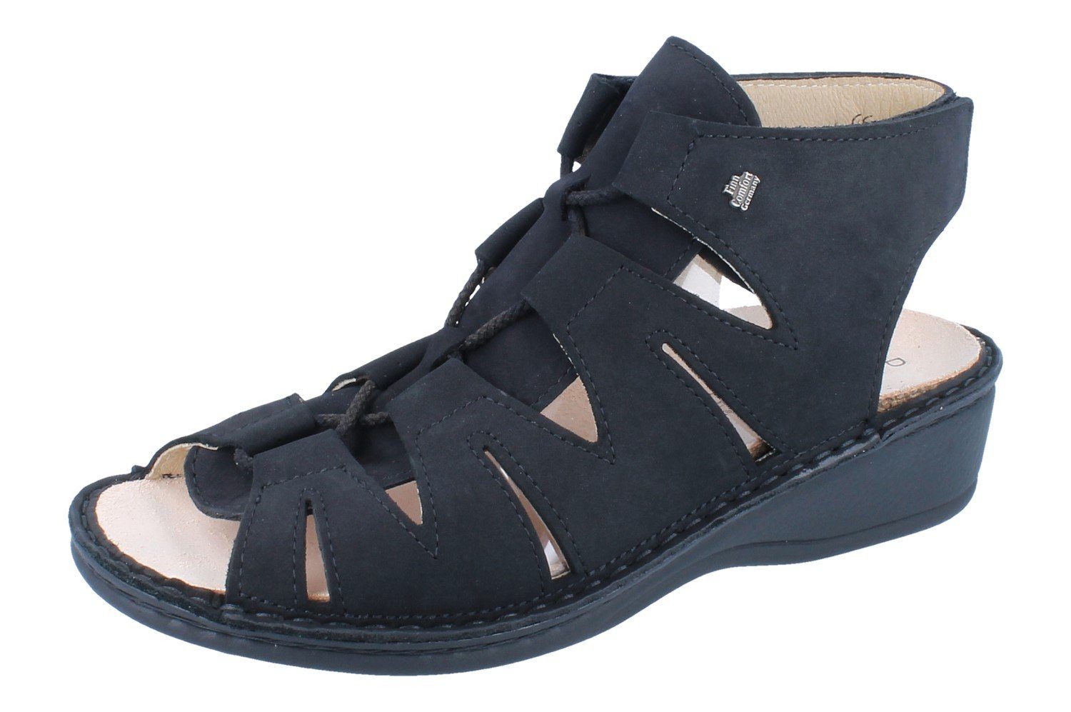 Finn Comfort FINN COMFORT Malaga Damen Sandale schwarz Nubukleder - Größe: 40 Sandale Wechselfußbett