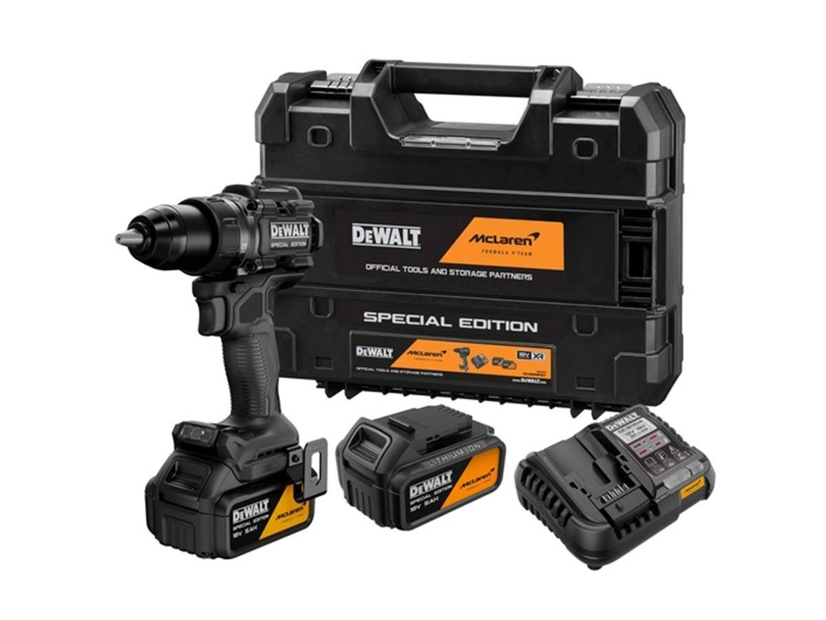 DeWalt Akku-Bohrschrauber DCD81MP2T-QW, (Set), inkl. 2x 5 Ah Akku und Schnellladegerät, 90 Nm, im TSTAK-Koffer