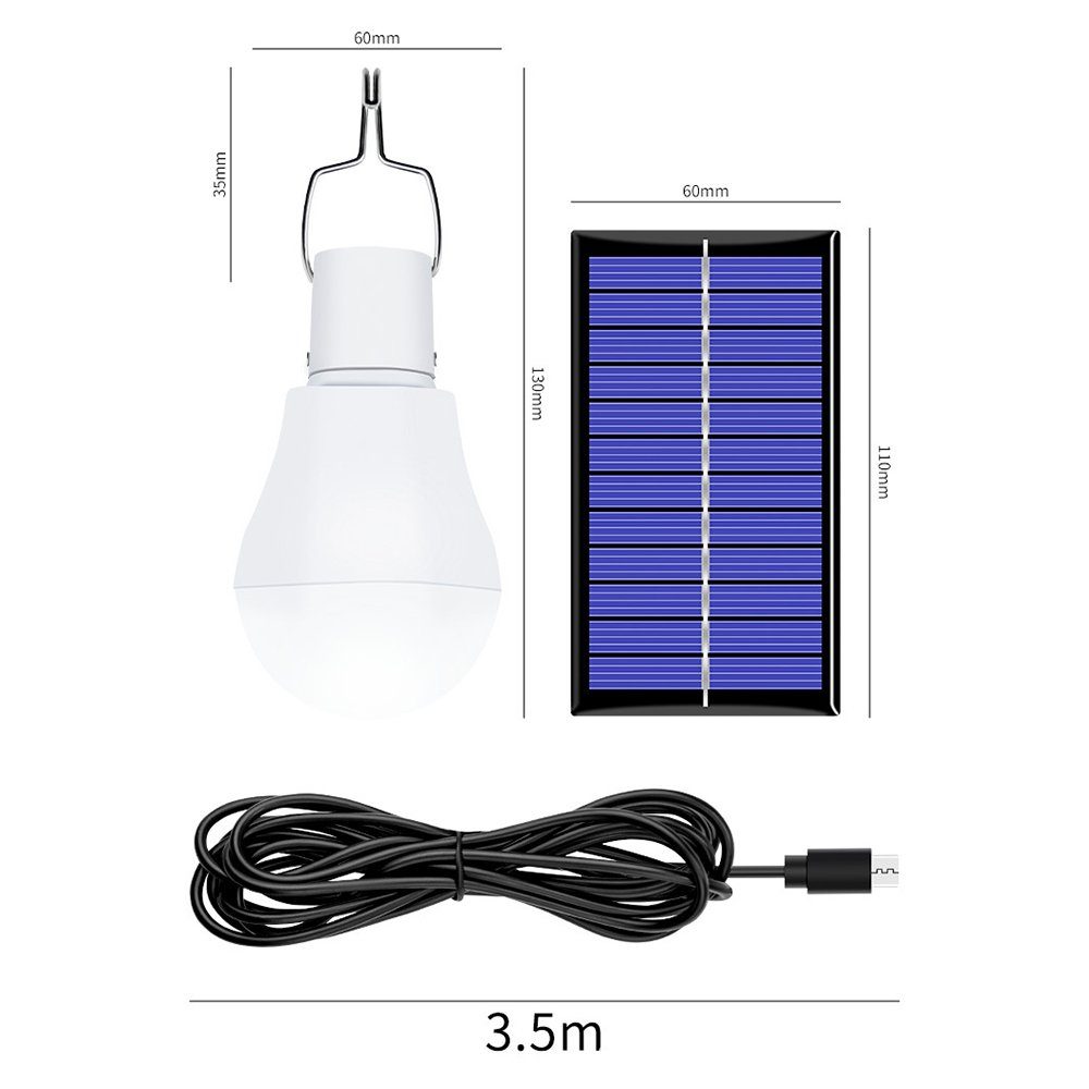 GelldG LED Solarleuchte Solarpanel Solarlampen Hängelampe Solar LED Glühbirne für mit Außen