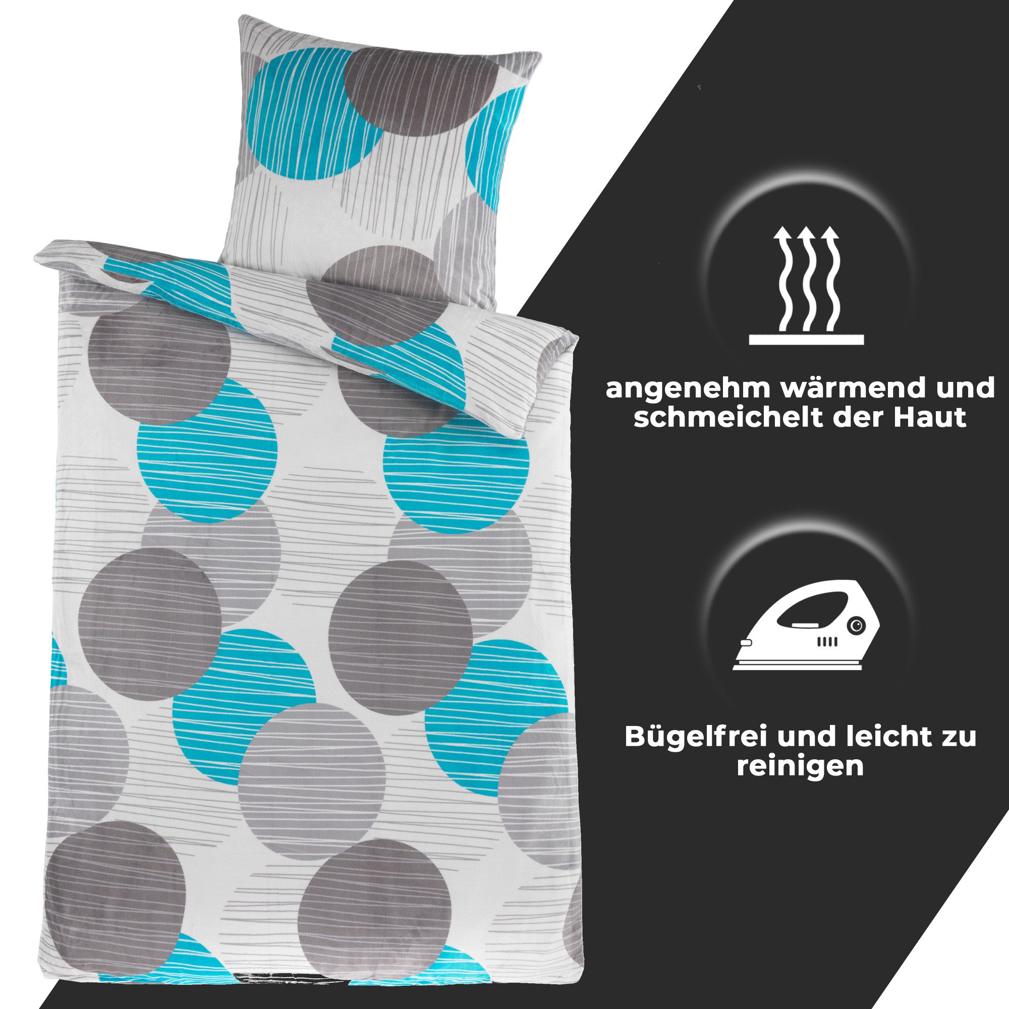 Malika Bettwäsche 155x220 + 80x80 cm Cashmere Touch Bettwäsche, atmungsaktiv, Für Allergiker geeignet, pflegeleicht, angenehm weicher Stoff