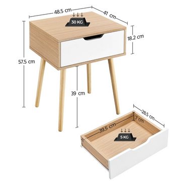 Yaheetech Nachttisch, 2 Stück Nachtkommode mit 1 Schublade Holz