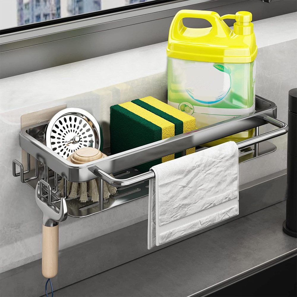 TUWENA Küchenorganizer-Set Küchen Spüle Organizer mit Zwei Haken, Hängender Kitchen Organizer