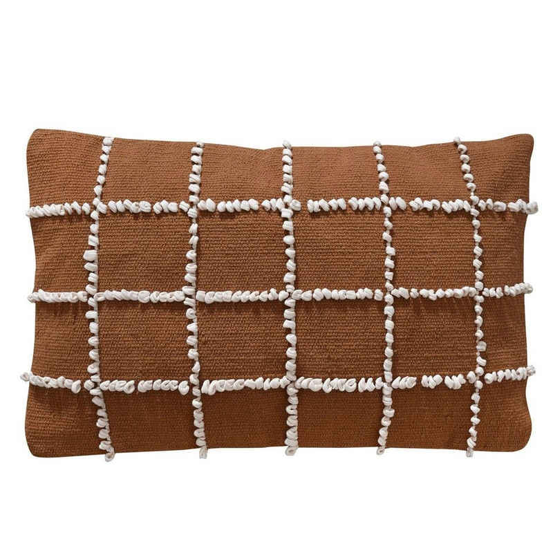 LaLe Living Dekokissen Kissenhülle Pelin in Terrakotta aus Baumwolle, 40 x 60 cm, handgefertigt