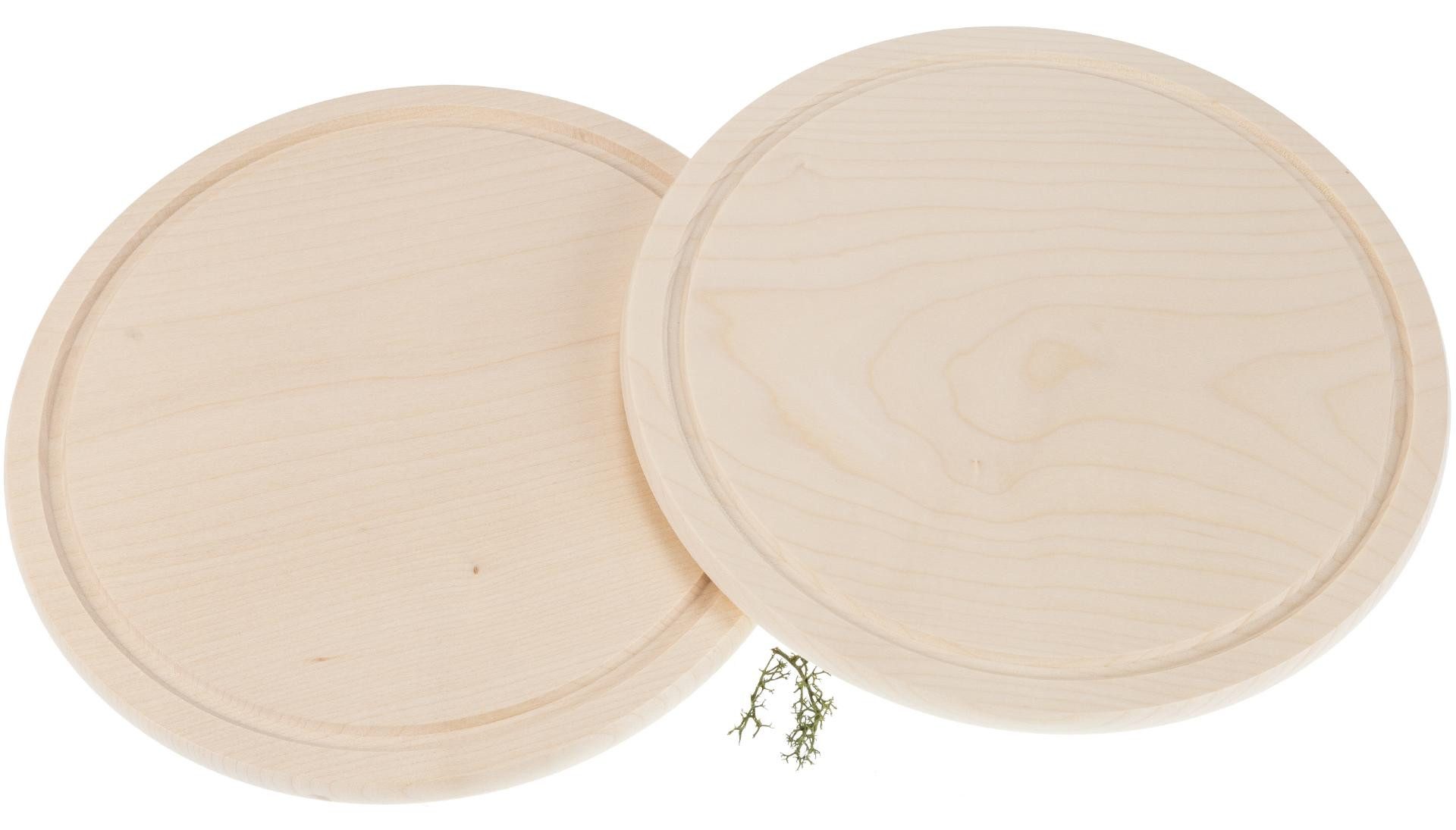 Holz Frank Frühstücksbrett Runde Schneidebretter mit Saftrille aus FSC® Ahorn Holz Ø 24 cm, Holz