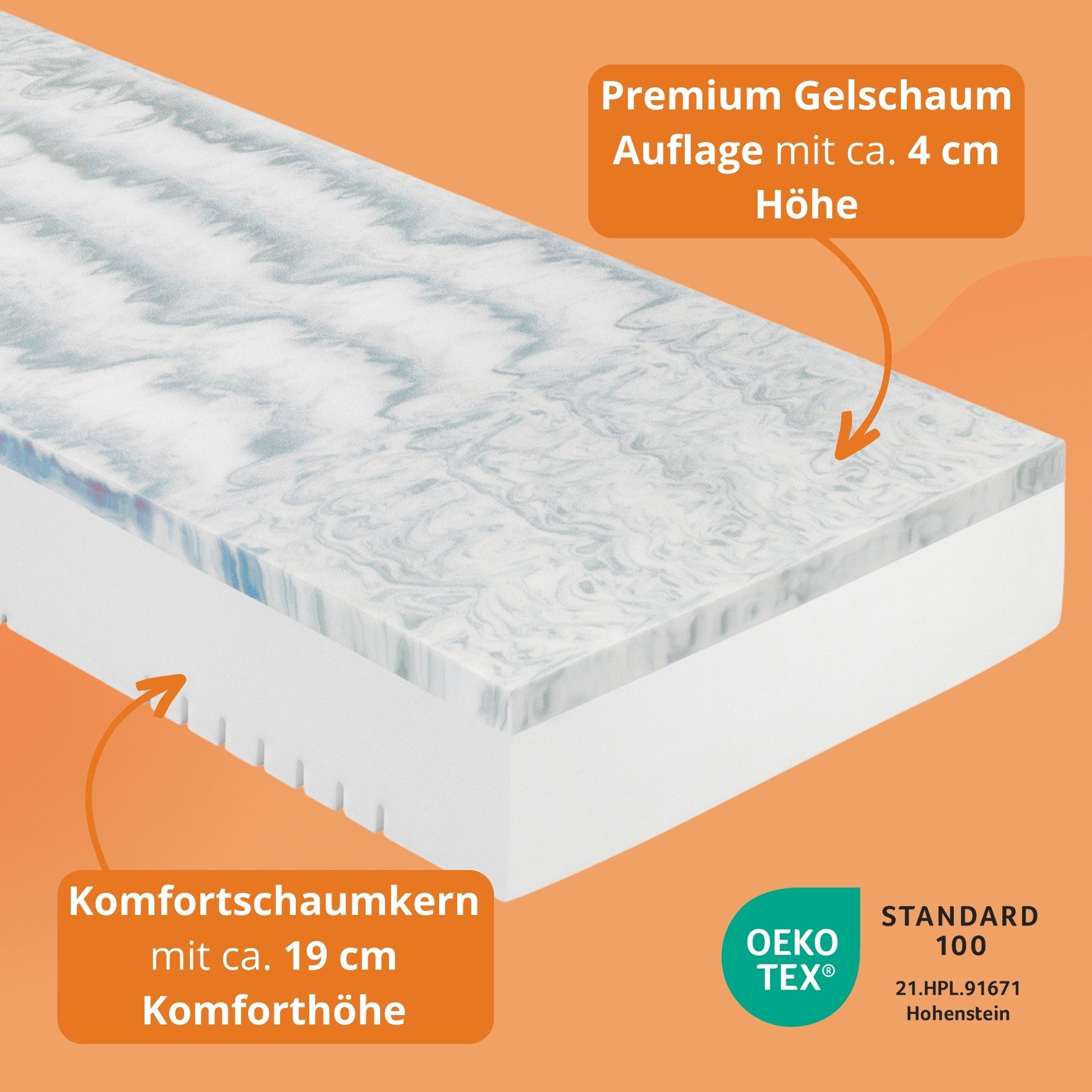 Komfortschaummatratze Innovation 400 XXL, sleepling, 25 cm hoch, mit Viscoauflage, Bezug waschbar