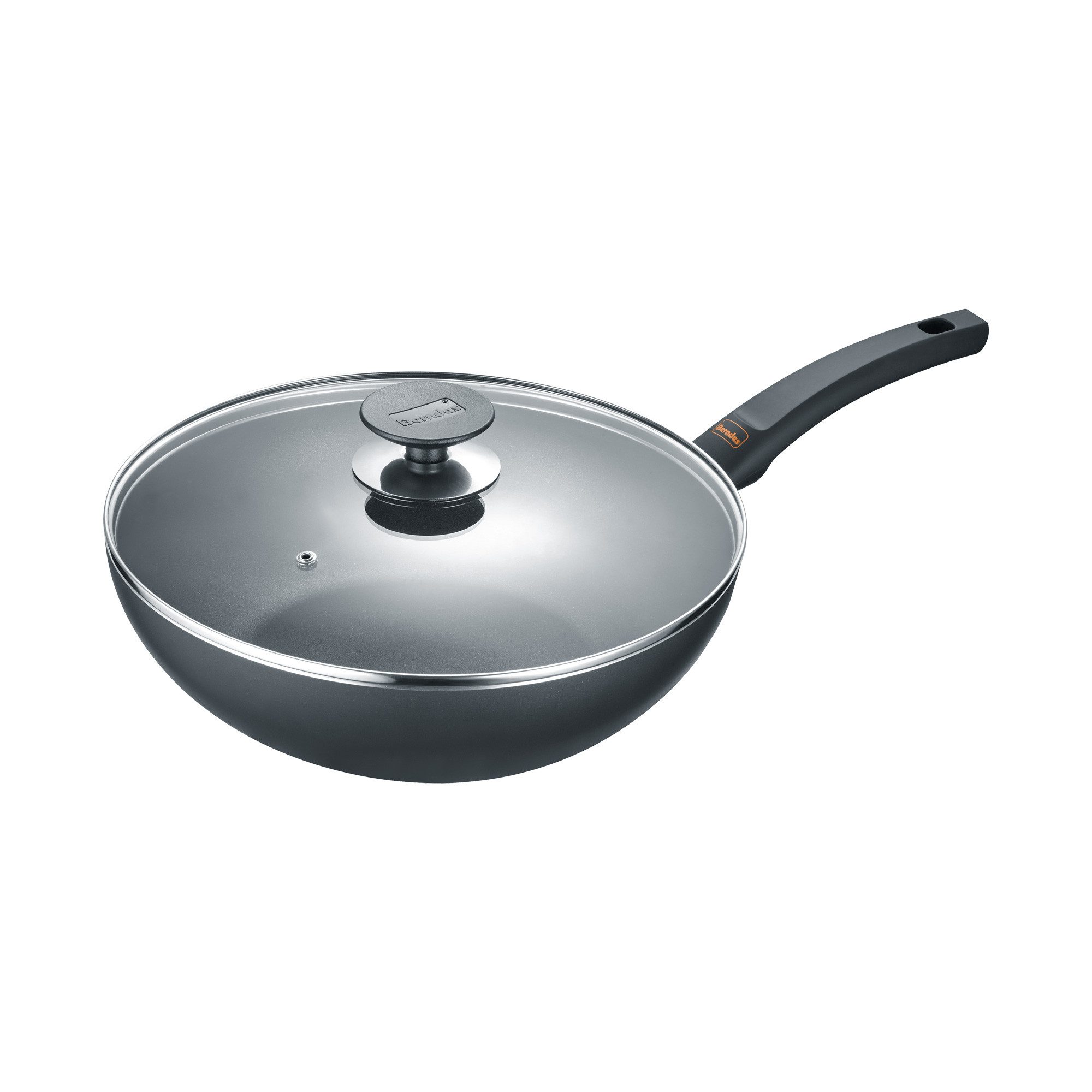 Berndes Wok mit Glasdeckel 30 cm, Aluminium, schwarz - Special+, Aluminium