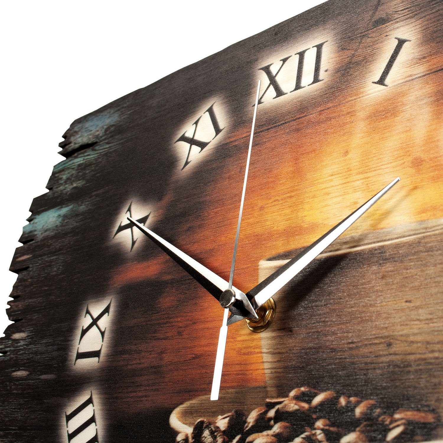 Holz Uhrwerk; Feder Funkwanduhr aus Design-Wanduhr flüsterleises Kreative (ohne Ticken; „Kaffee“ modern) außergewöhnlich,
