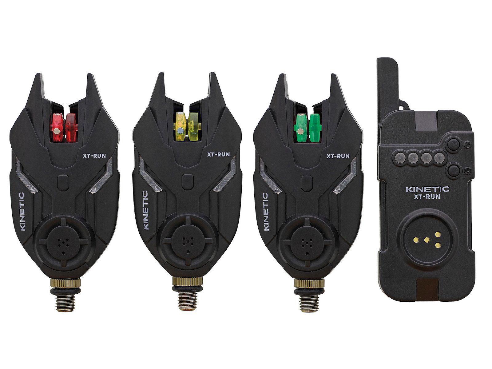 Kinetic Bissanzeiger XT-RUN BITE ALARM SET 3+1 Bissanzeiger + Empfänger + Koffer - Funk, (4-St), Lautstärkeregler kann auf Null eingestellt werden