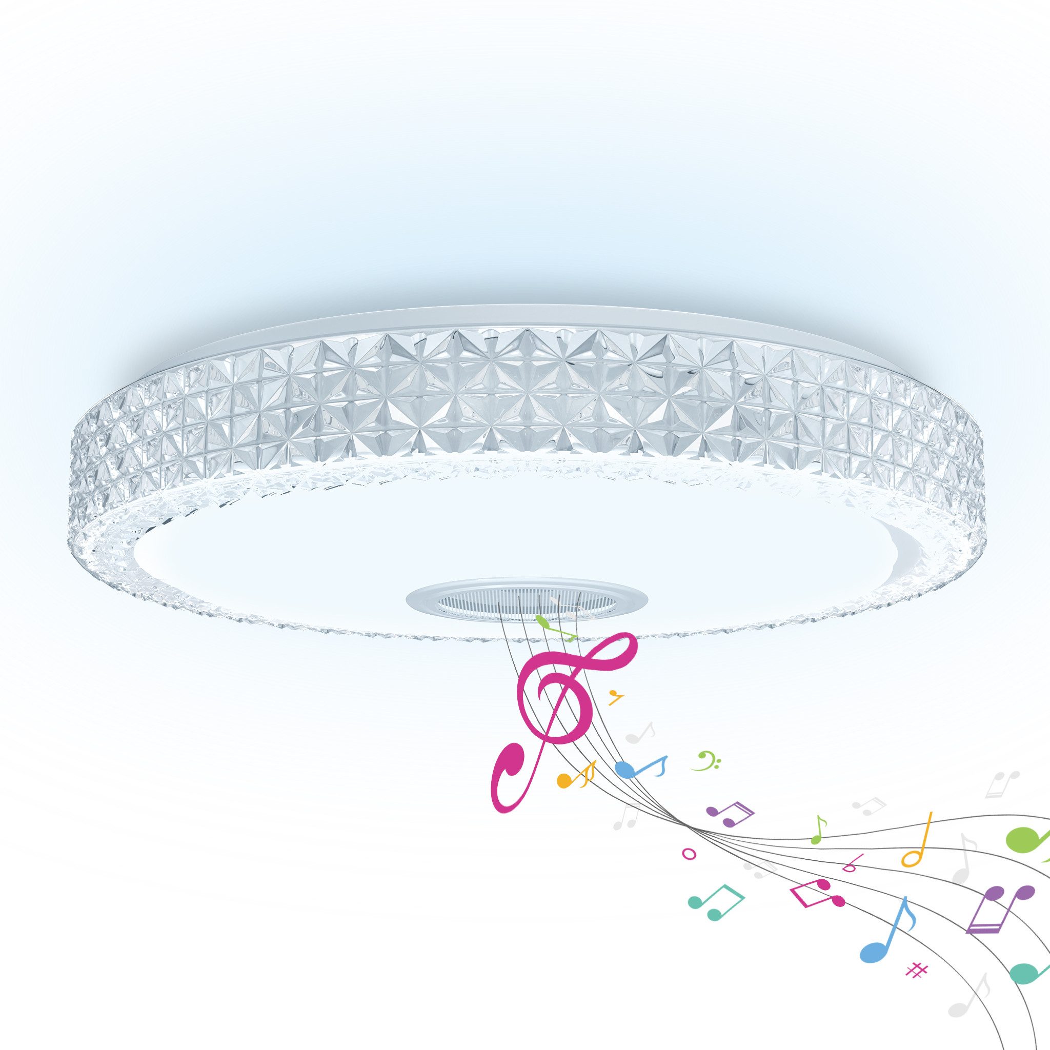 FIVMEN LED Deckenleuchte LED Deckenleuchte Dimmbar Farbwechsel mit Fernbedienung, Deckenlampe Sternenhimmel mit Bluetooth Lautsprecher & APP-Steuerung