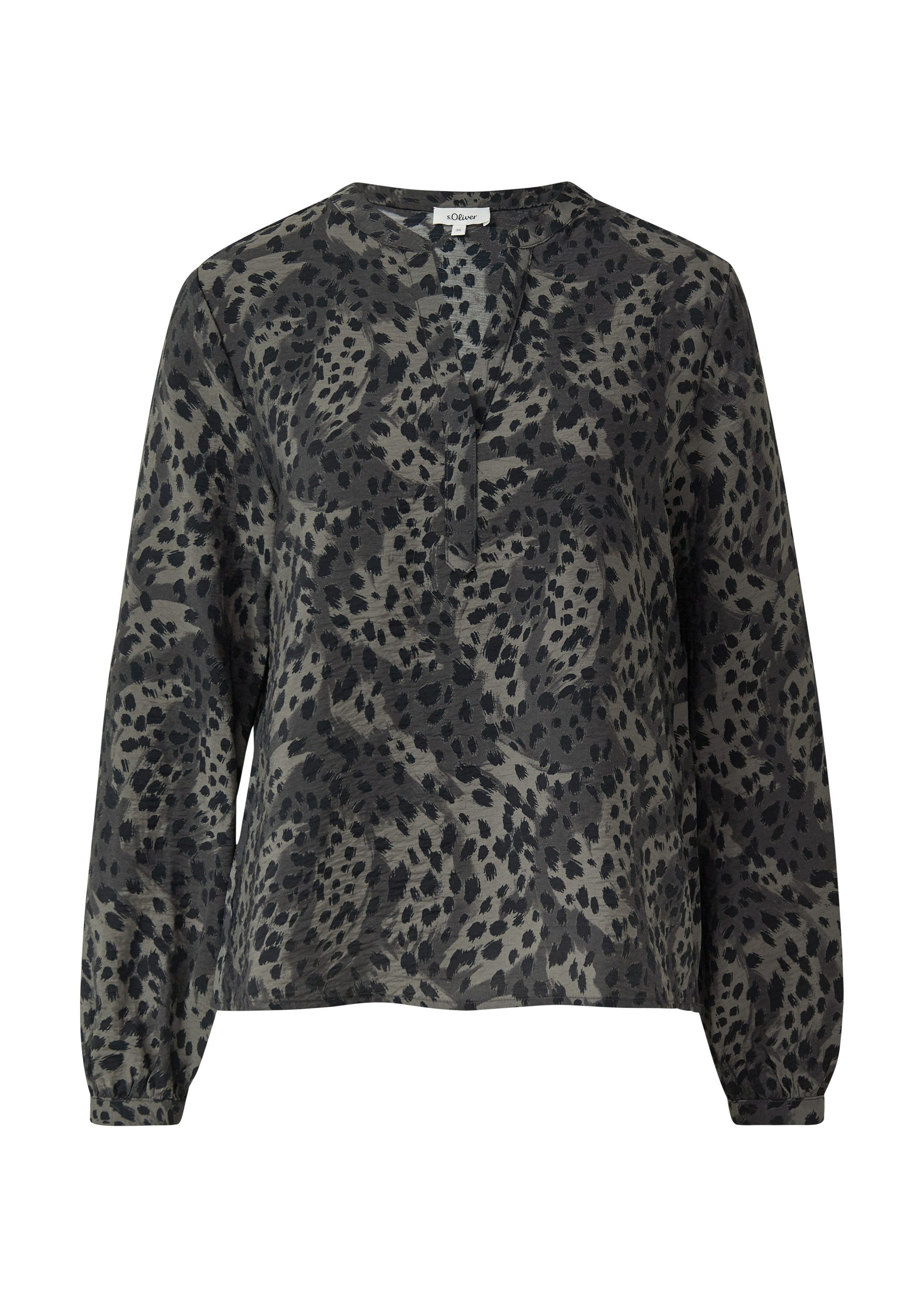 s.Oliver Langarmbluse Bluse Langarmbluse aus Viskosemix mit Leo-Print günstig online kaufen