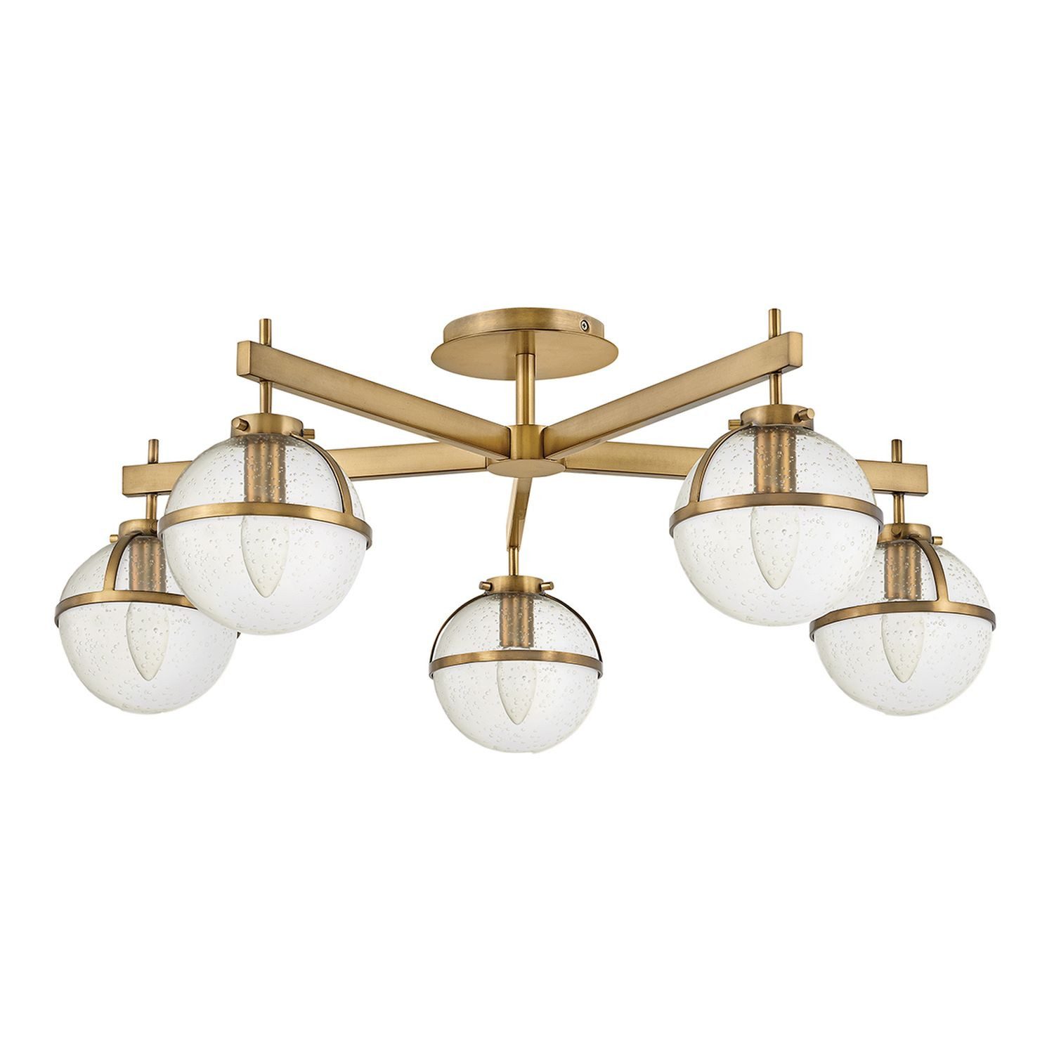 Licht-Erlebnisse Deckenleuchte SOREN, ohne Leuchtmittel, Glas Metall E14 IP44 81,3 cm breit in Messing Antik Transparent