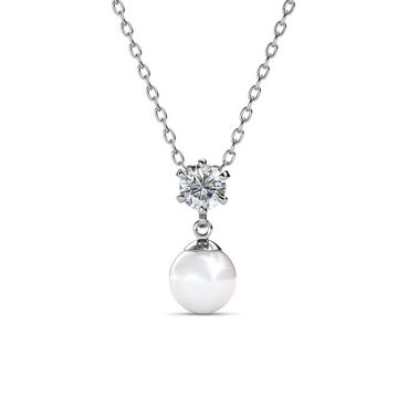Ella Eisvogel Schmuckset Süßwasser - Perlenset Silber Halskette & Ohrringe mit Kristall, Süßwasserperlen