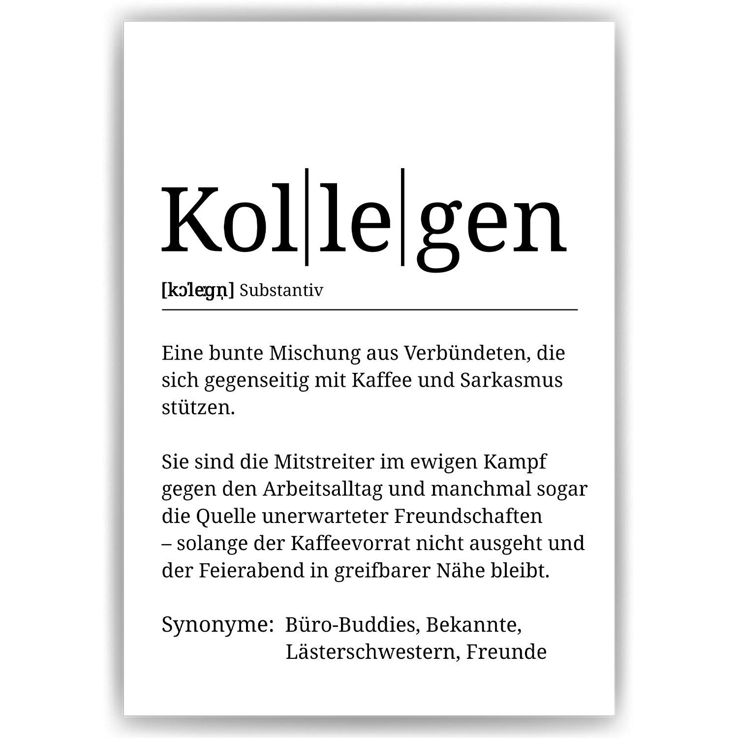 Tigerlino Poster Kollegen Definition Mitarbeiter Geschenk günstig online kaufen