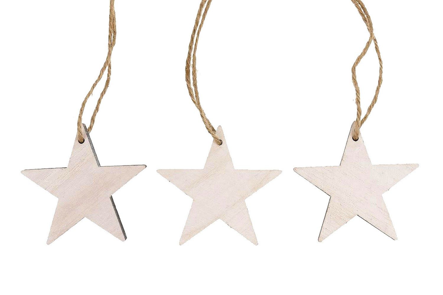 Deko AS Christbaumschmuck Holzsterne zum Aufhängen - Natur - 10er Set - 7 cm, robust