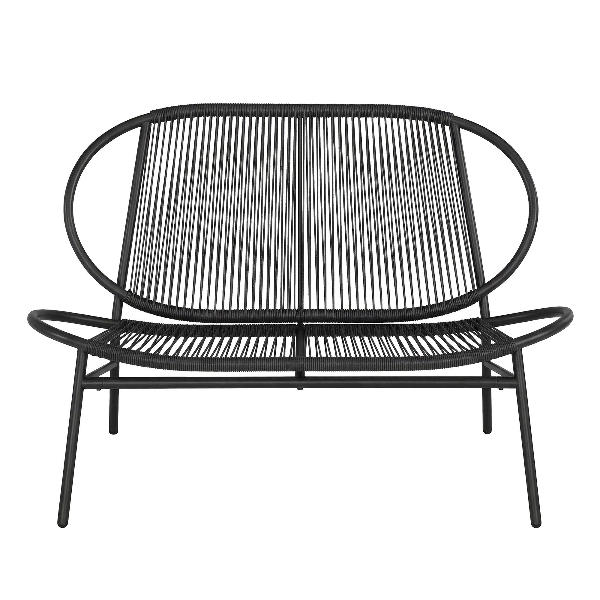 SONGMICS Balkonset, (1-tlg), Sitzbank, 2-Sitzer, Balkonbank, PE-Rattan, mit Rückenlehne