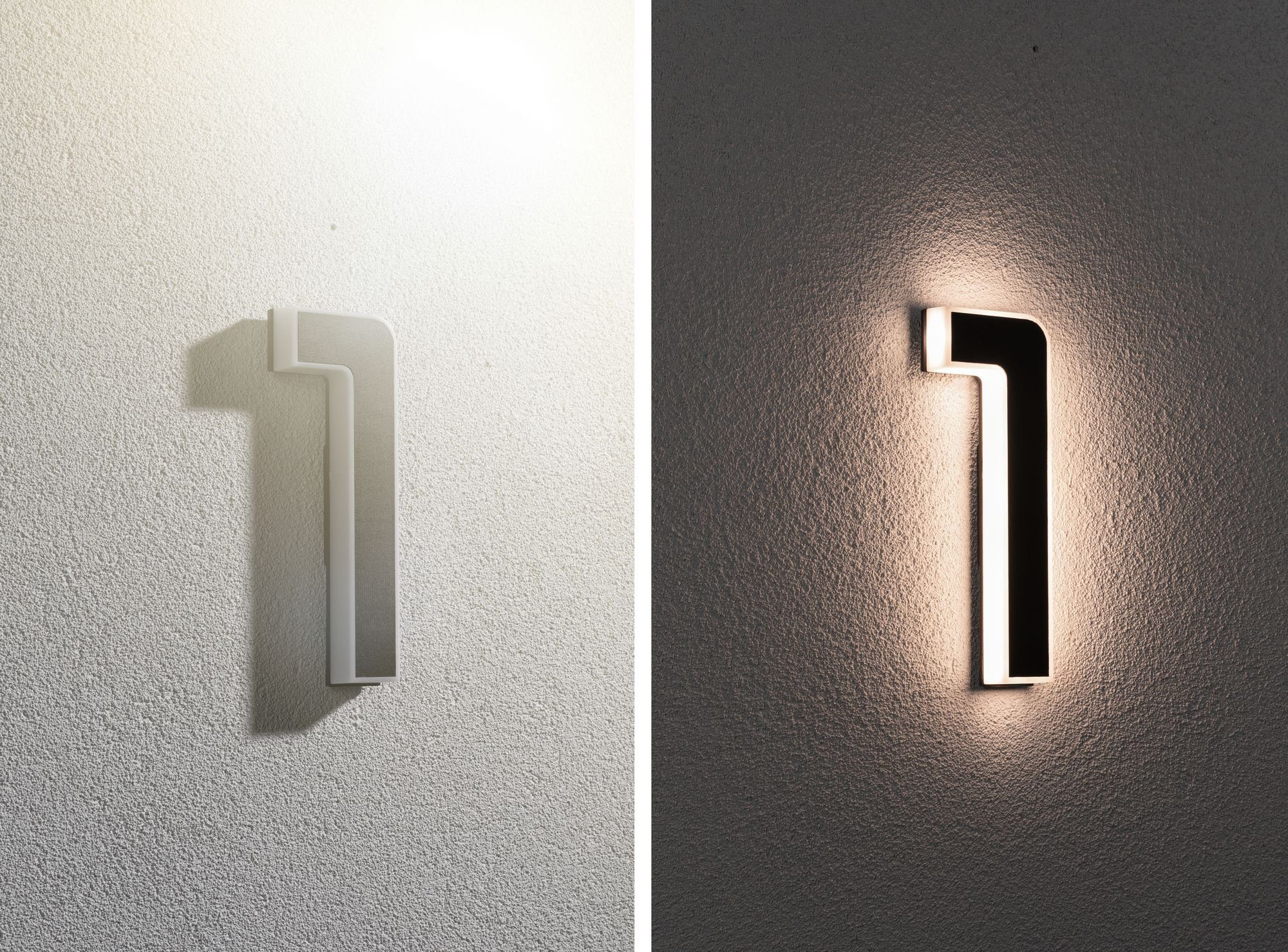 Paulmann LED Außen-Wandleuchte Solar Warmweiß, wählbar, wechselbar Hausnummer, integriert, LED Akku fest LED-Modul, 0-9 Hausnummern