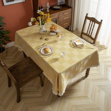 AUKUU Tischdecke Jacquard Jacquard Tischdecke einfarbig Quasten Tischdecke für, Zuhause Esstisch Couchtisch