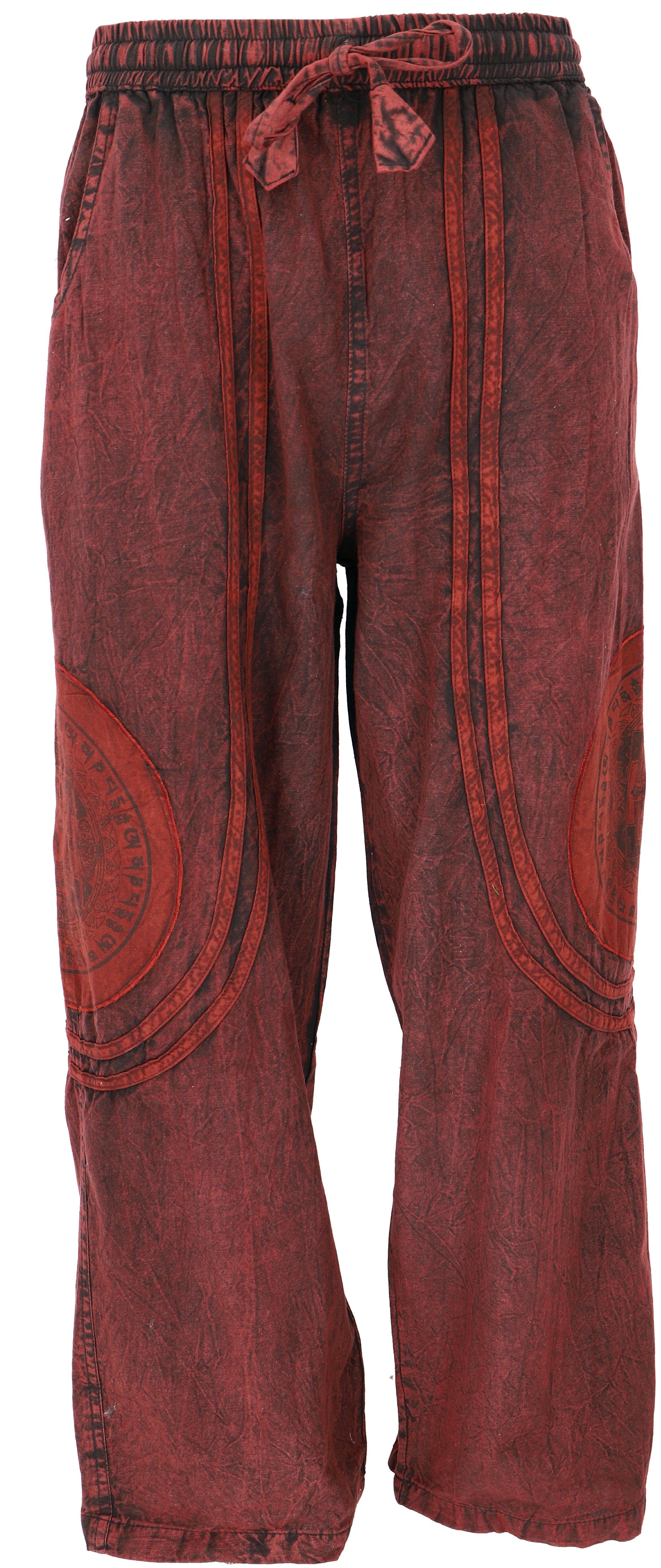 Bekleidung Yogahose, Retro, Relaxhose alternative Style, Ethno Guru-Shop Stonewash Baumwoll-Goa-Hose.. Unisex rot