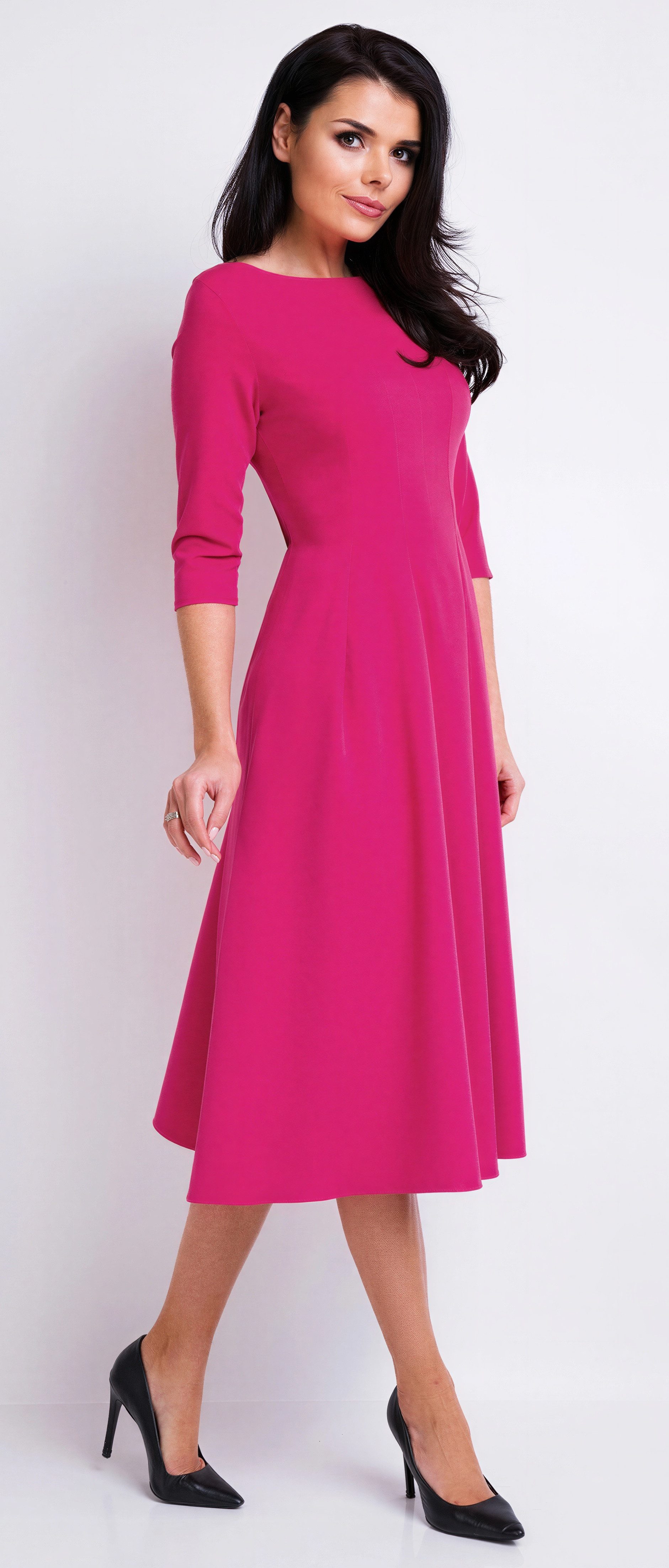 Awama Abendkleid mit ausgestelltem Rock und 3/4-Ärmeln