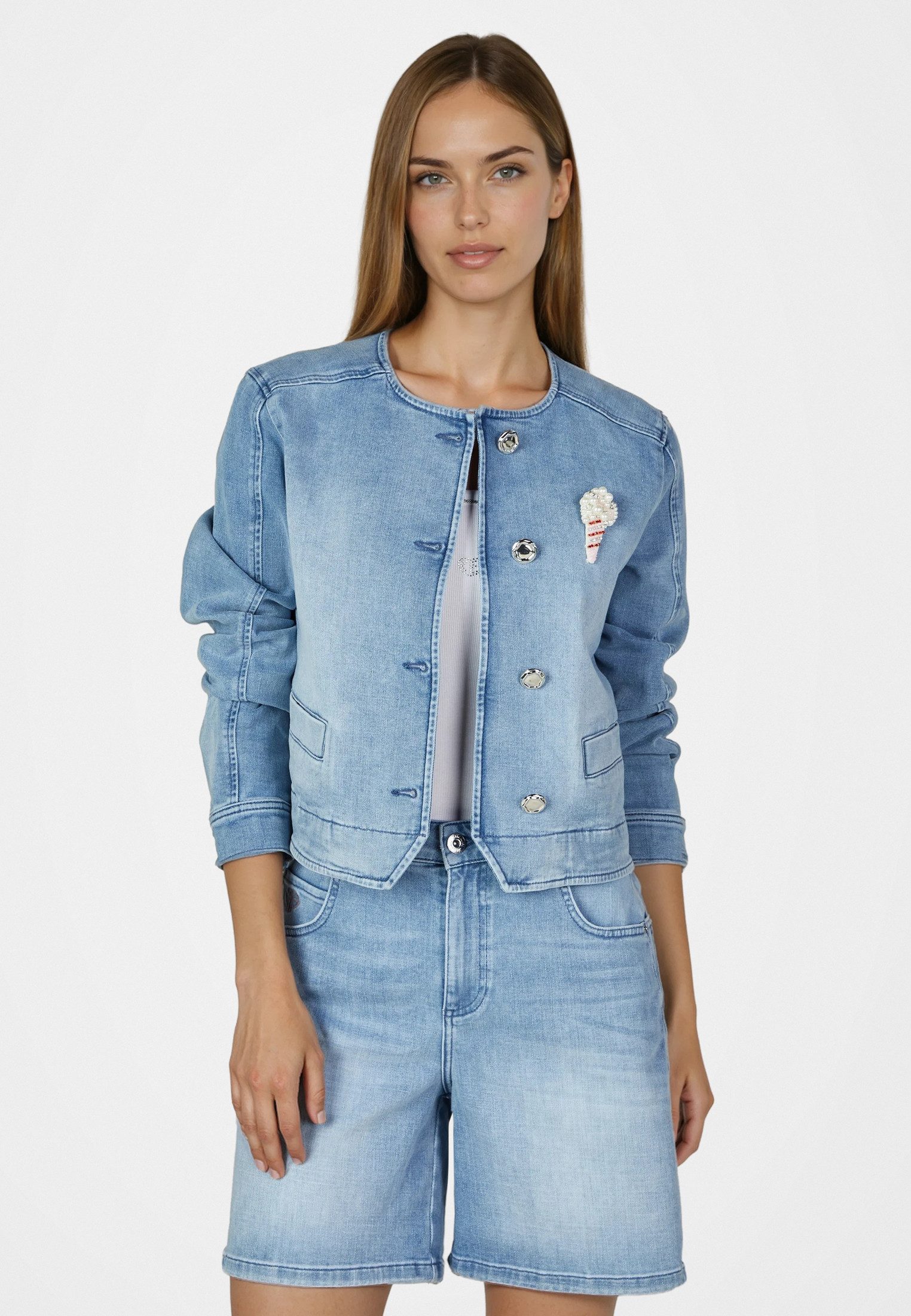 MARC AUREL Jeansjacke ohne Kragen