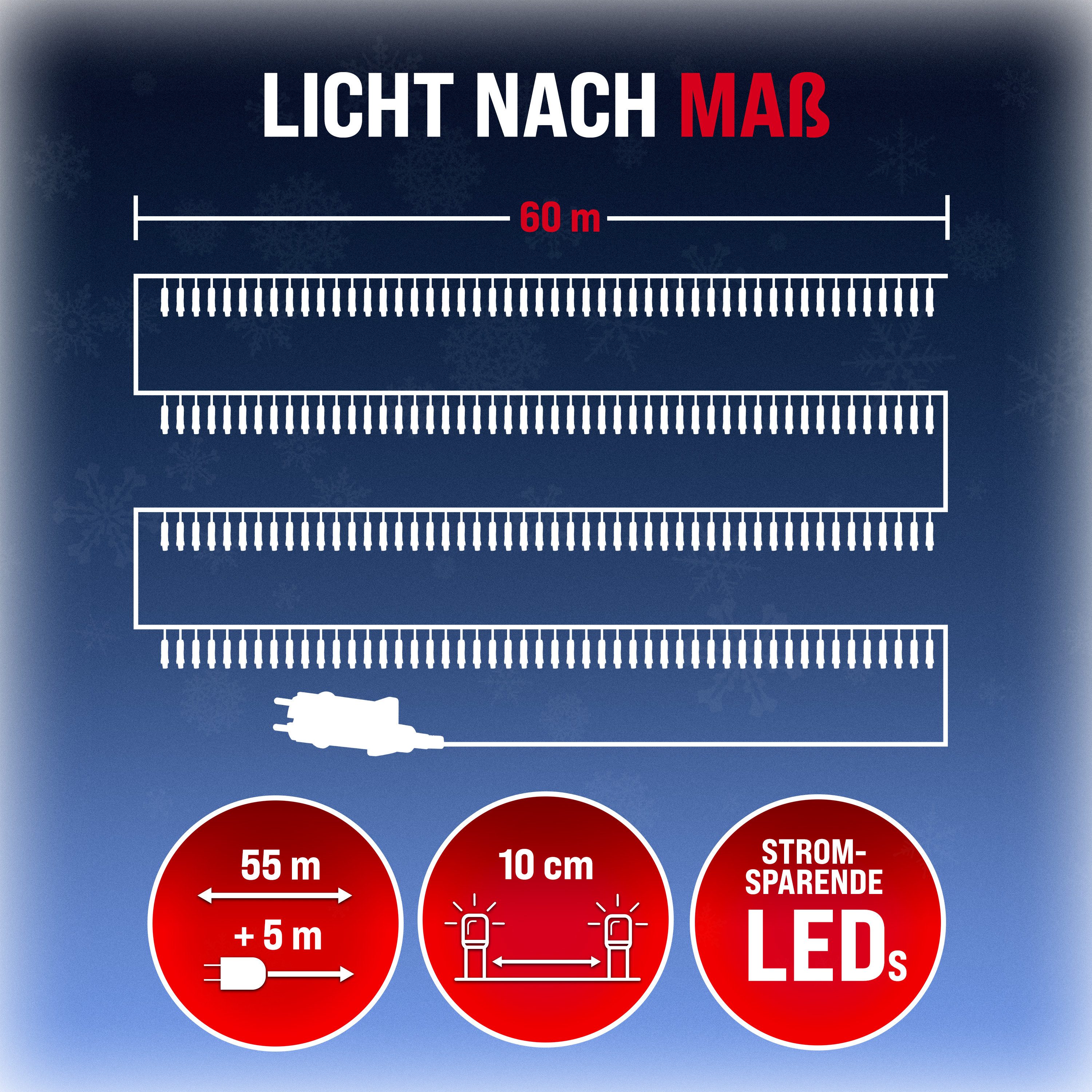 monzana Lichterkette, 200 / 400 / 600 LEDs warmweiß / kaltweiß / bunt IP44