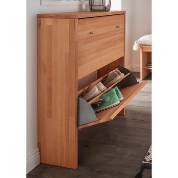 Lomadox Garderoben-Set CUENCA-137, (Spar-Set, 5-St), Massivholz Buche, Kommode, Schuhschrank, Spiegel, Bank, Wandgarderobe